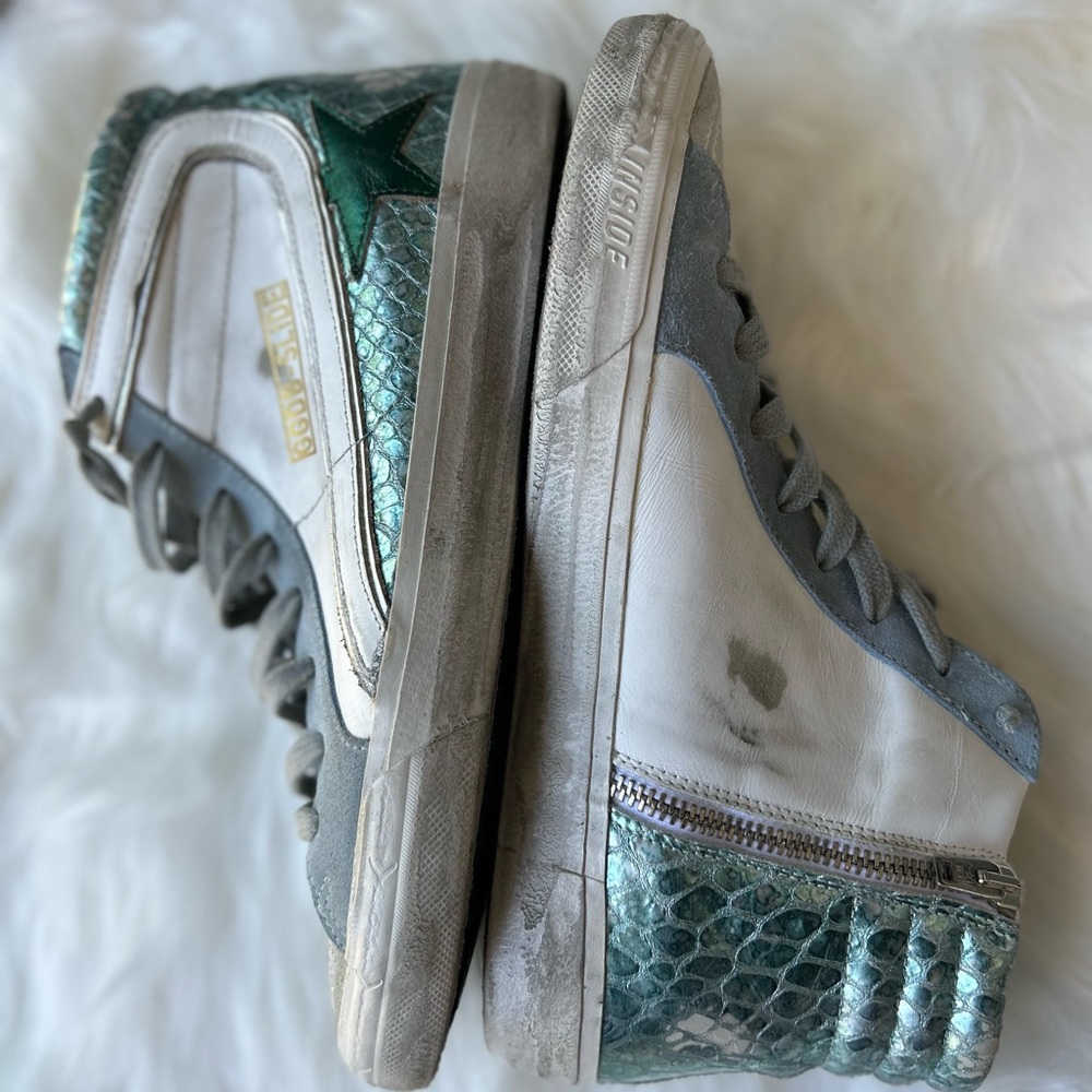 💫Size 40 Metalic Blue with Green star Slides EUC